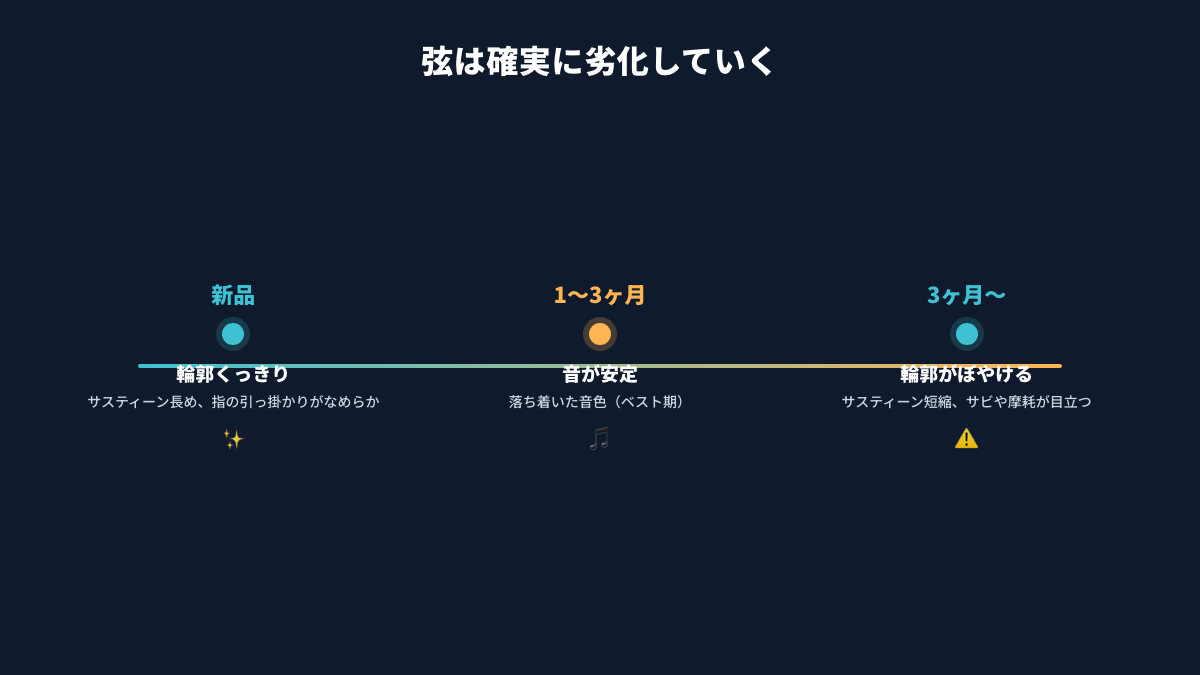 §1 弦の劣化進行イメージ・タイムライン